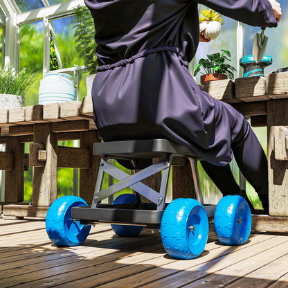 Garden Storage Cart, with Top Seat - Blue