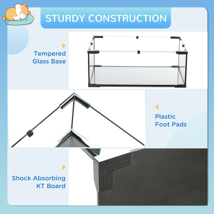 3 Tiers Hamster Cage, Gerbil Cage with Deep Glass Bottom, Non-Slip Ramps, Platforms, Hut, Exercise Wheels, Water Bottle