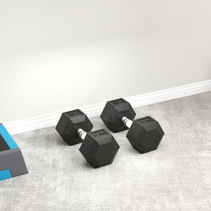 2x17.5KG Rubber Hex Dumbbell Portable Hand Weights Dumbbell Home Gym
