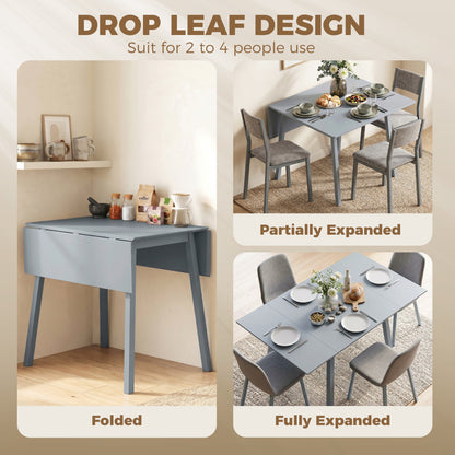 Solid Wood Folding Dining Table, Drop Leaf Table for 2-4 People, Rectangle Kitchen Table