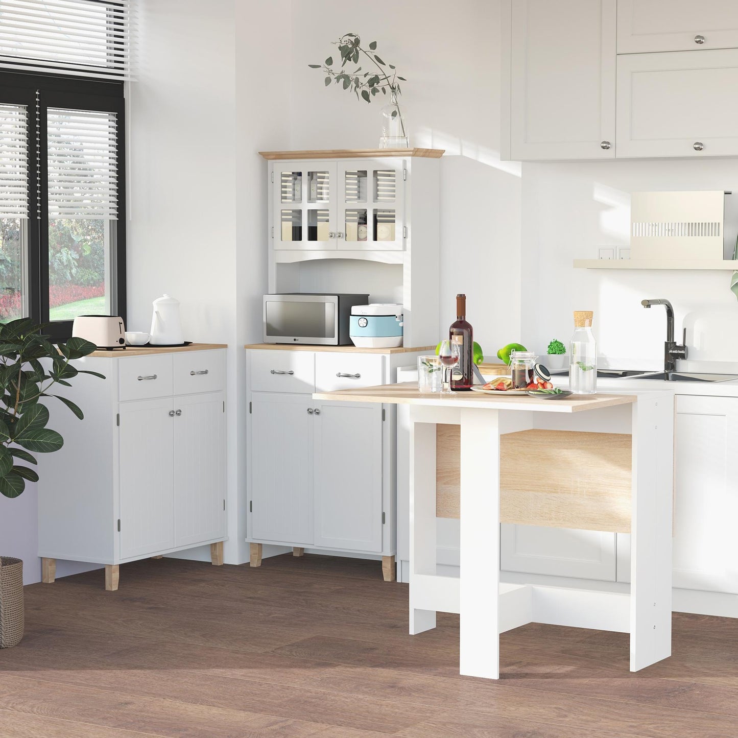 Folding Dining Table, Space-Saving Drop Leaf Kitchen Table for 4-6 People, Multi-functional Desk for Small Space