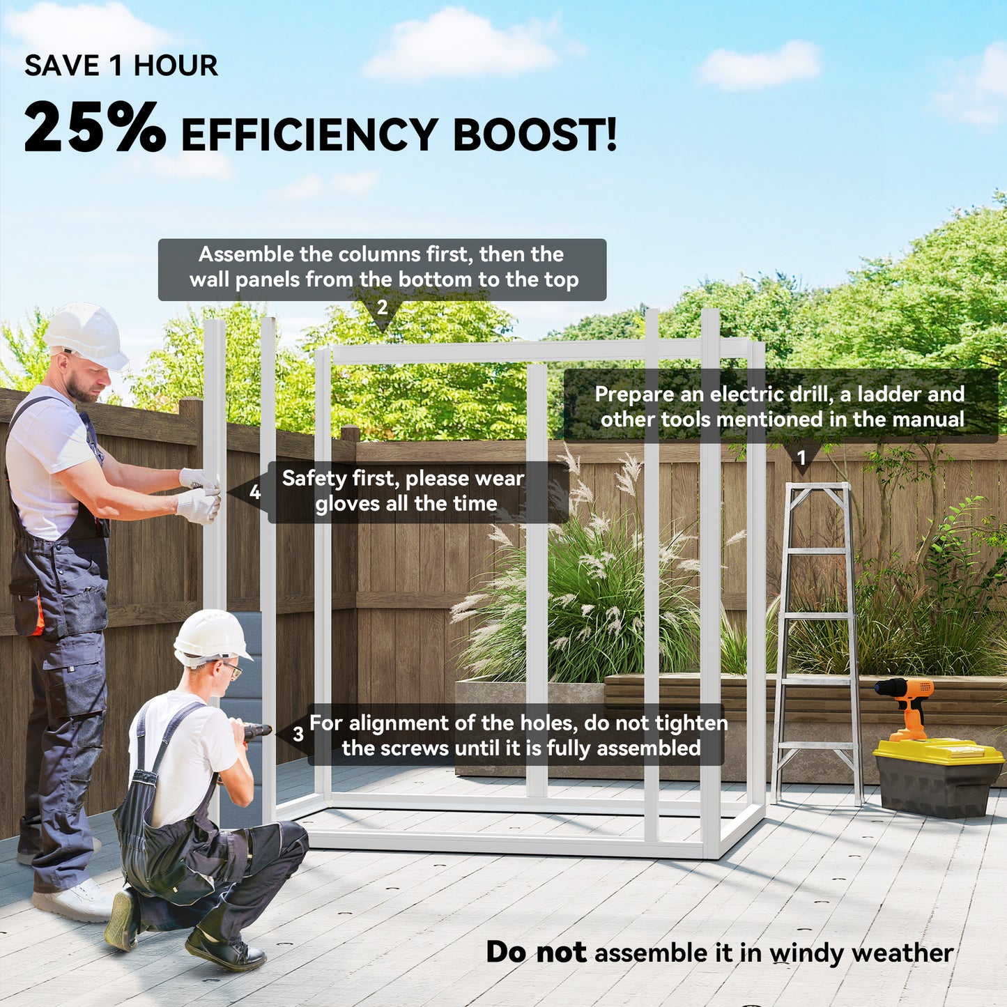 6x4.5ft Garden Storage Shed, Lockable Shed for Small Terraced Gardens with Double Doors, Window, Vent and Plastic Roof