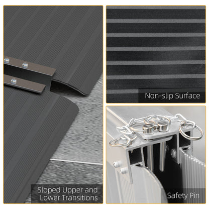 Wheelchair Ramp, 152L x 73Wcm, 272KG Capacity, Folding Aluminium Threshold Ramp with Non-Skid Surface
