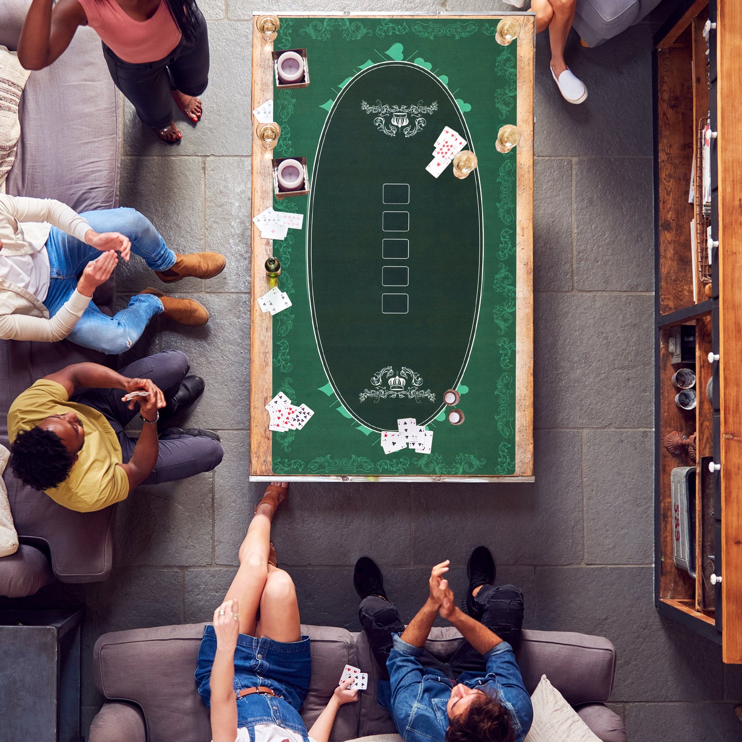 Professional Poker Mat, 12-Player Water-resistant Poker Table with Felt Surface, Carry Bag, Green