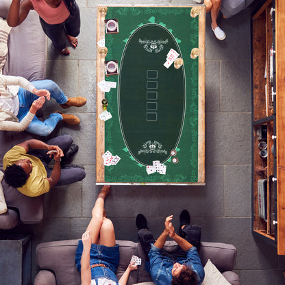 Professional Poker Mat, 12-Player Water-resistant Poker Table with Felt Surface, Carry Bag, Green