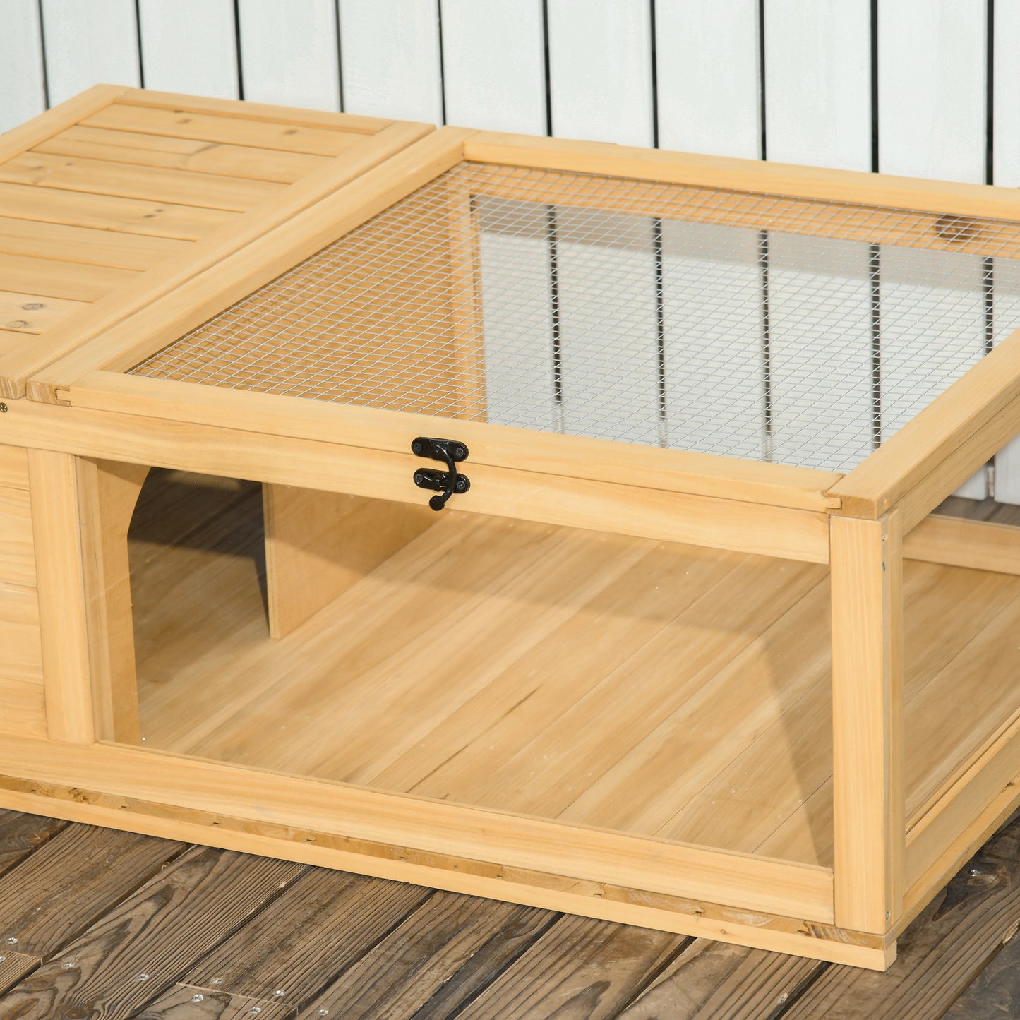 Tortoise House, Small Reptile Wooden House, with Mesh Roofs, Side Panels, for Turtles, Lizards, Geckos and Snakes