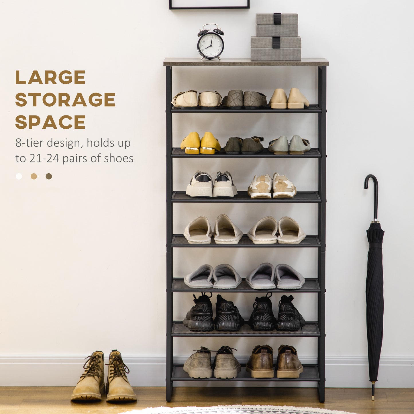 8-Tier Shoe Rack, Shoe Storage Organizer with Mesh Shelves