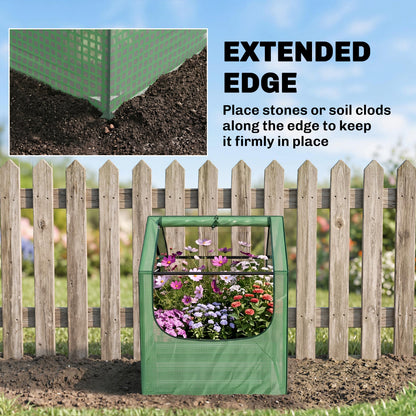 61 x 61cm Garden Planter Bed, with Cover - Green and Silver
