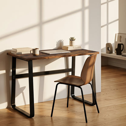 Industrial Writing Desk With Metal Legs, 100 x 58 x 74.5cm, Rustic Brown and Black