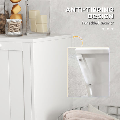 Double Hamper Laundry Storage Cabinet - White