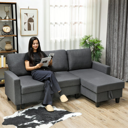 Three-Seater Storage Sofa Bed - Charcoal Grey
