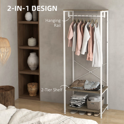 Hallway Coat Rack and Shoe Bench Tree - Grey