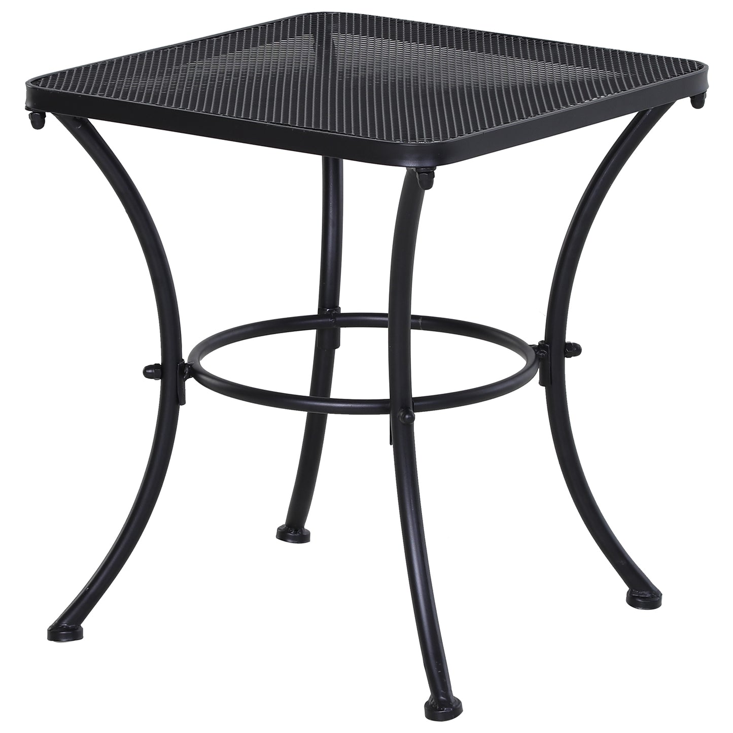 Square Garden Metal Bistro Table Outdoor Patio Coffee Side Desk - Black 45L X 45W X 50H CM