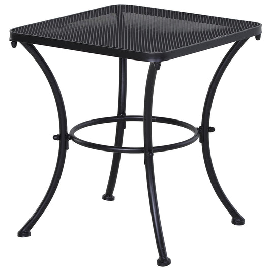 Square Garden Metal Bistro Table Outdoor Patio Coffee Side Desk - Black 45L X 45W X 50H CM