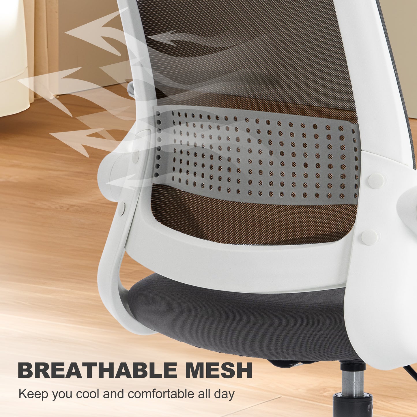 Painting Chair, Mesh Computer Desk Chair with Flip-up Armrests, Grey