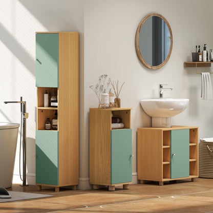 Bathroom Cabinet with Adjustable Shelves and Open Shelves - Green