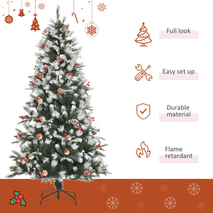 6FT Artificial Snow Dipped Christmas Tree Xmas Pencil Tree Holiday Home Party Decoration