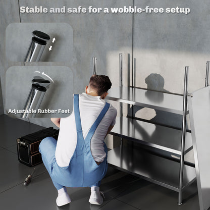 4-Tier Bakers Rack with Storage, Stainless Steel Microwave Stand with Adjustable Shelves for Small Spaces