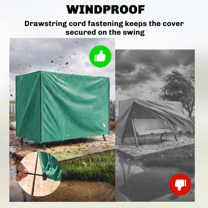 220 x 125cm Three-Seater Swing Chair Protective Cover - Green