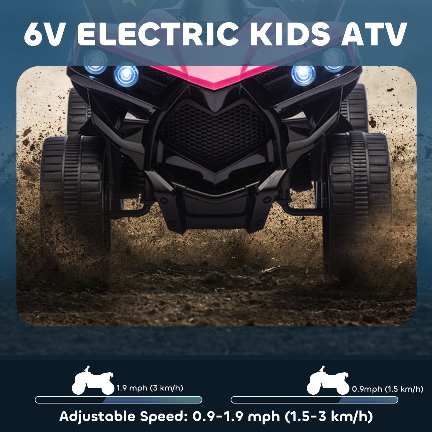 6V Kids ATV, 4 Wheeler Electric Ride on Car with Music and LED Headlights, for Ages 18-56 Months Boys and Girls, Pink