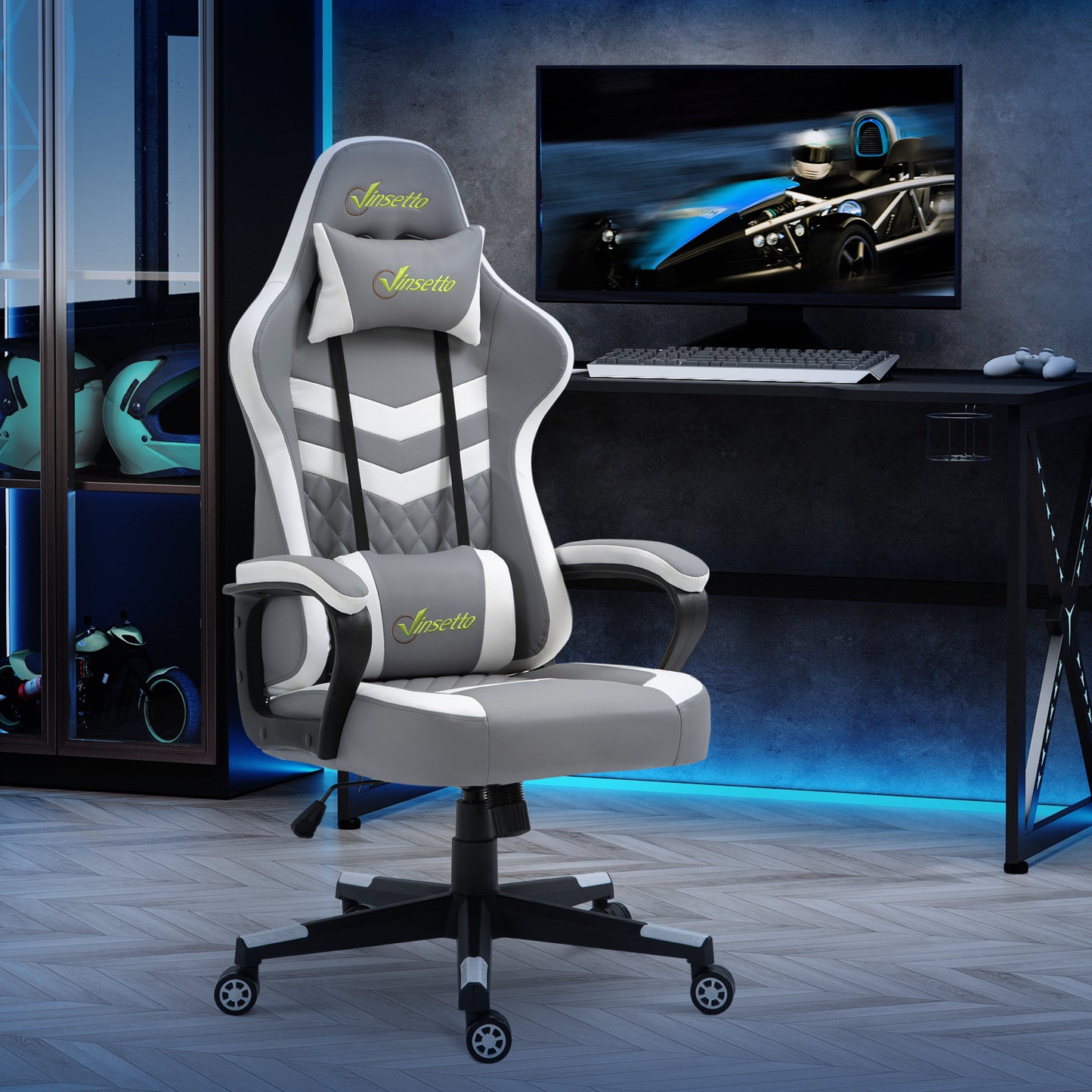 Gaming Chair, Computer Desk Chair with Lumbar Support, Faux Leather Racing Chair