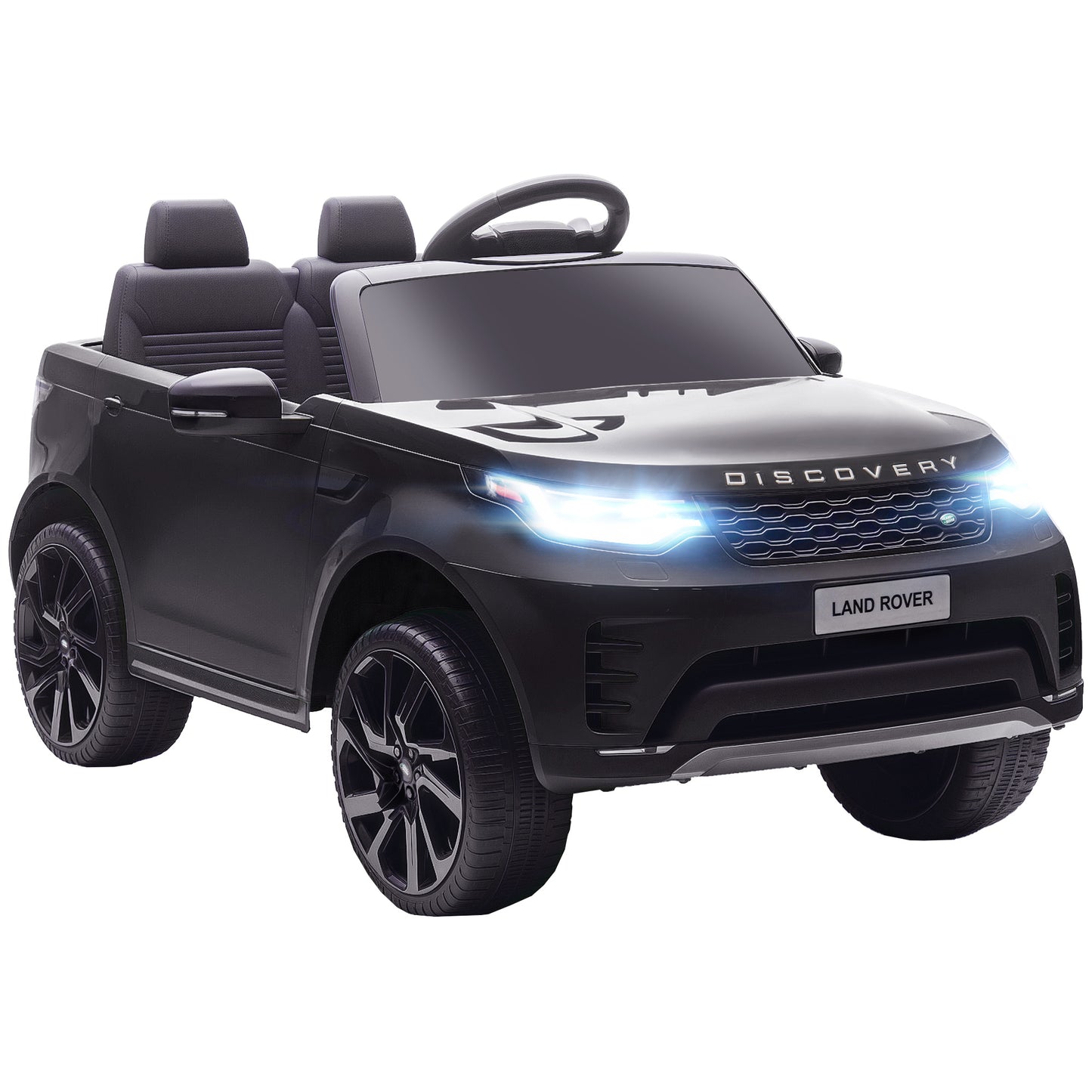 Land Rover Discovery Licensed 12V Kids Electric Car with Remote, 4 Wheel Suspension, Slow Start, Lights, Music, Black