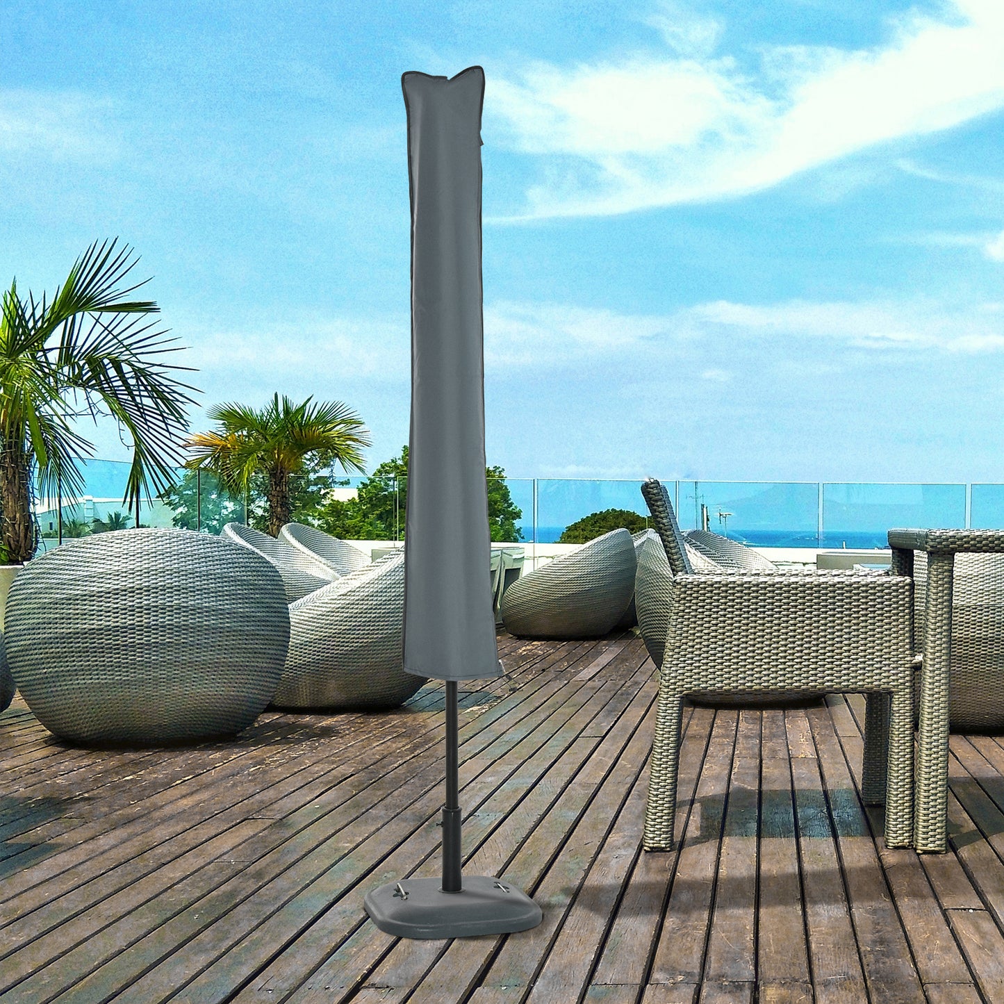 Parasol Cover, Cantilever Umbrella Cover, Banana Umbrella Cover with Zipper for Outdoor Garden, Patio, Grey