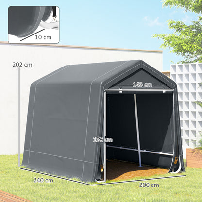 8 x 6.5 ft Outdoor Garden Storage Shed, Waterproof Bike Tent w/ Double Roll-up Zipper Door for Garden Tools, Dark Grey