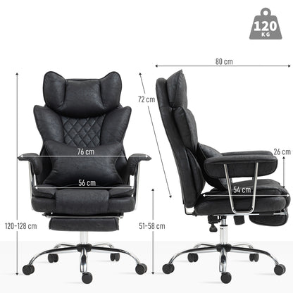 Leathaire Reclining Office Chair with Lumbar Support Pillow - Black