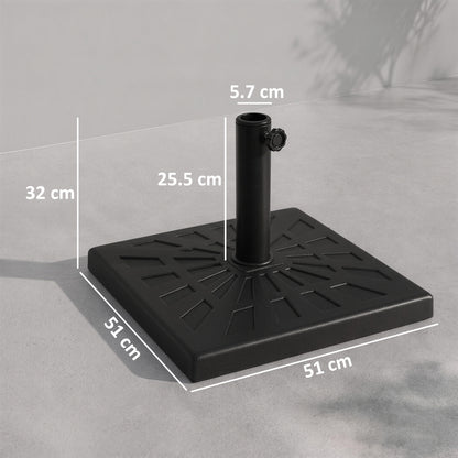 19kg Resin Garden Parasol Base Holder, Square Outdoor Market Umbrella Stand Weight for Poles of Φ32mm, Φ38mm, and Φ48mm