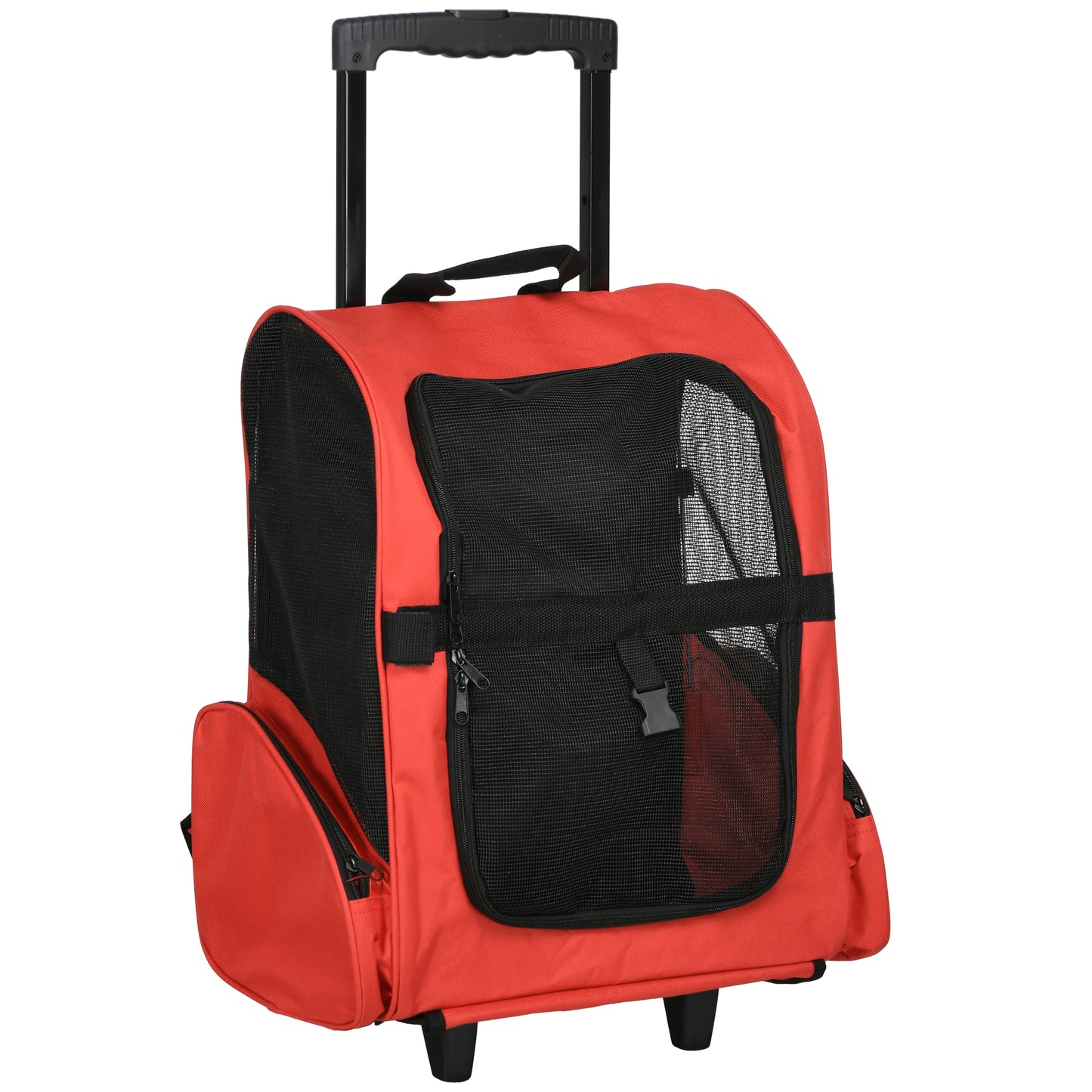 2 in 1 Dog Backpack and Trolley, Pet Travel Backpack Cat Dog Carrier with Telescopic Handle