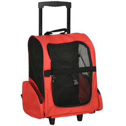 2 in 1 Dog Backpack and Trolley, Pet Travel Backpack Cat Dog Carrier with Telescopic Handle