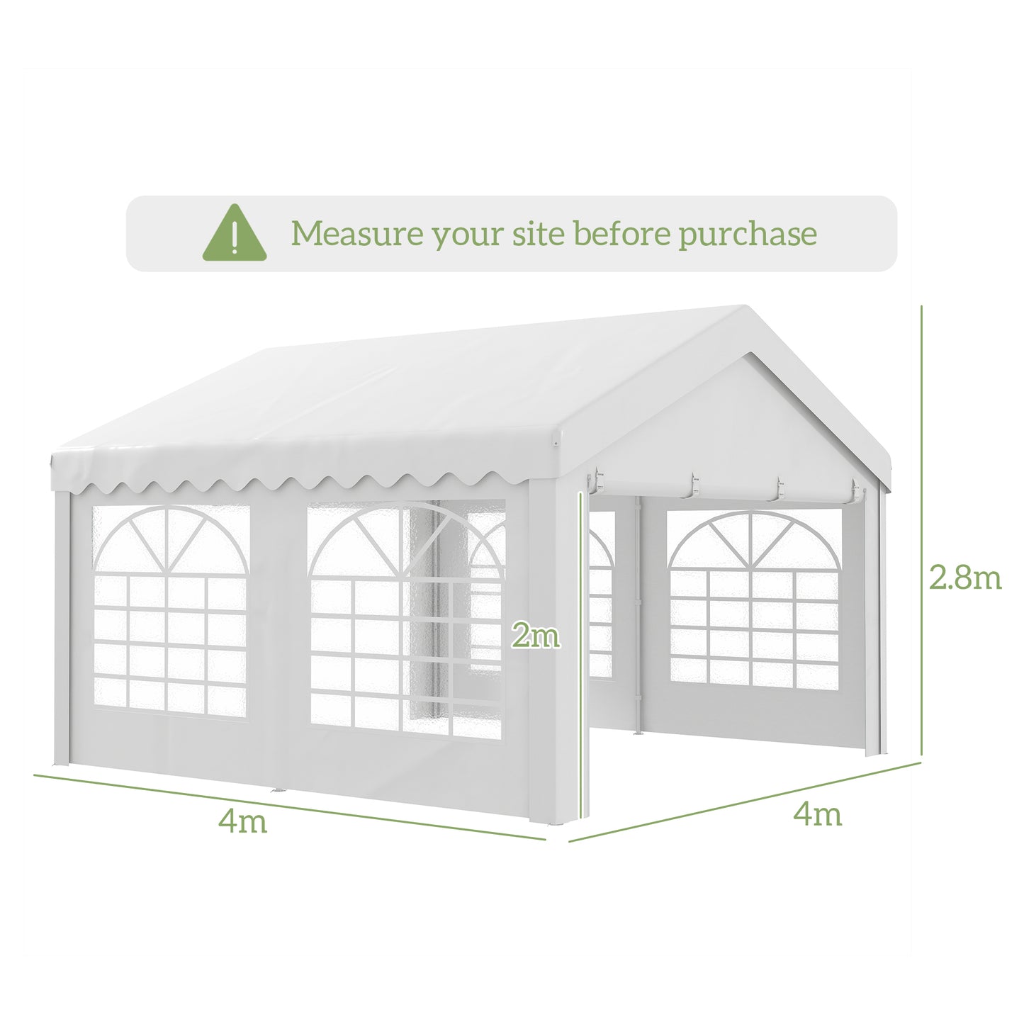 4m x 4m Marquee Party Tent, Heavy Duty Wedding Canopy with Sidewalls, Doors, Windows