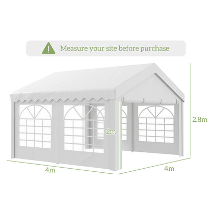 4m x 4m Marquee Party Tent, Heavy Duty Wedding Canopy with Sidewalls, Doors, Windows