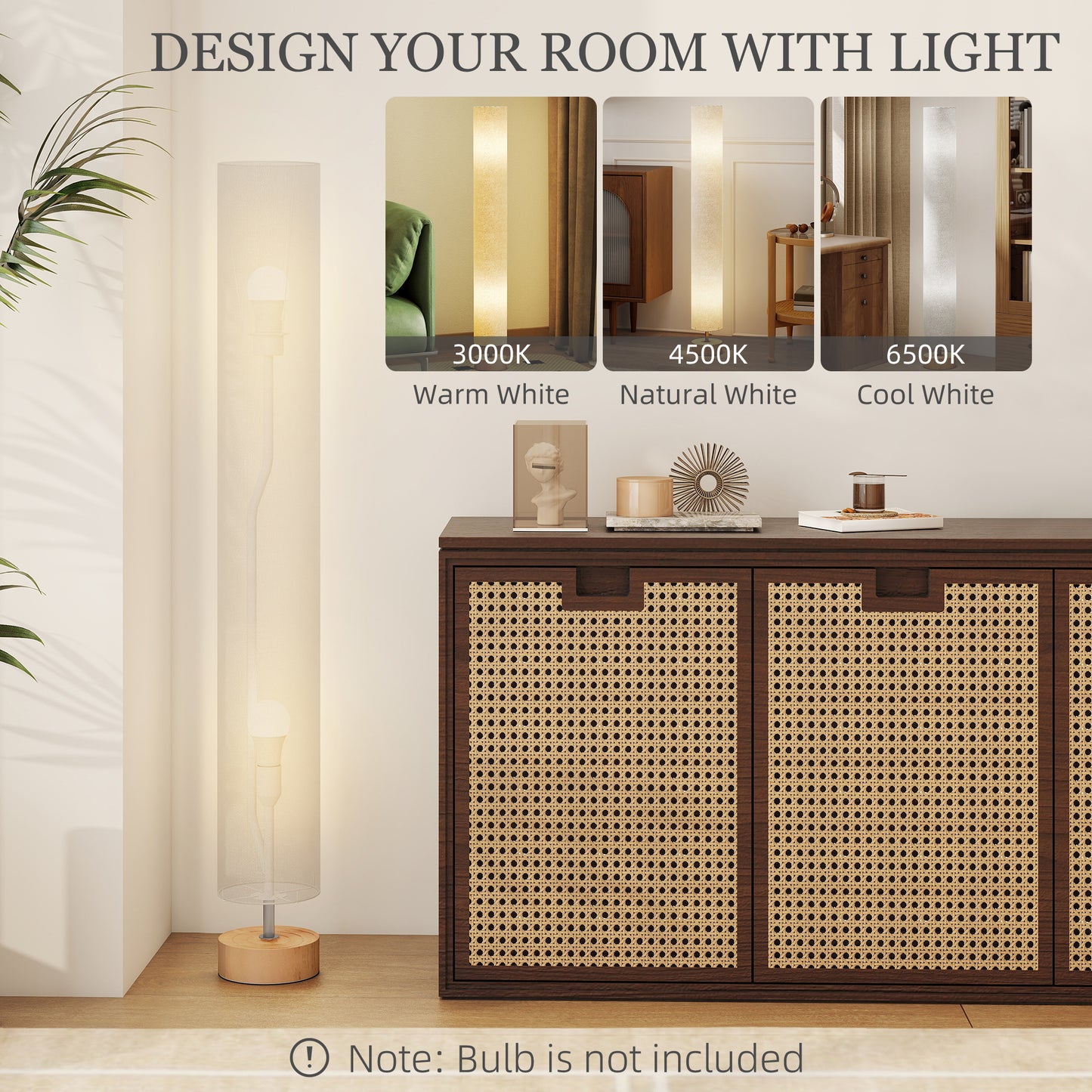 LED Floor Lamp for Living Room, 120cm Modern Standing Lamp with 3000K/4500K/6500K Colour Temperatures