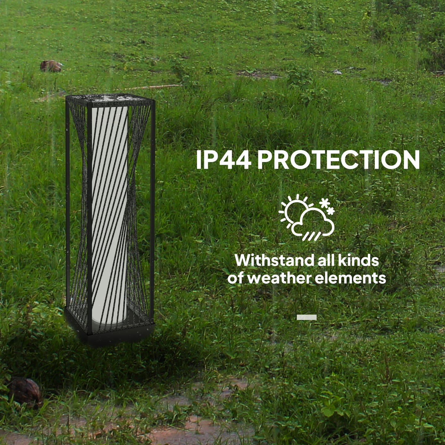 Garden Rattan Lamp, 77 cm Tall Solar Rattan Floor Lamp, Solar Garden Light with Auto On/Off LED Lights