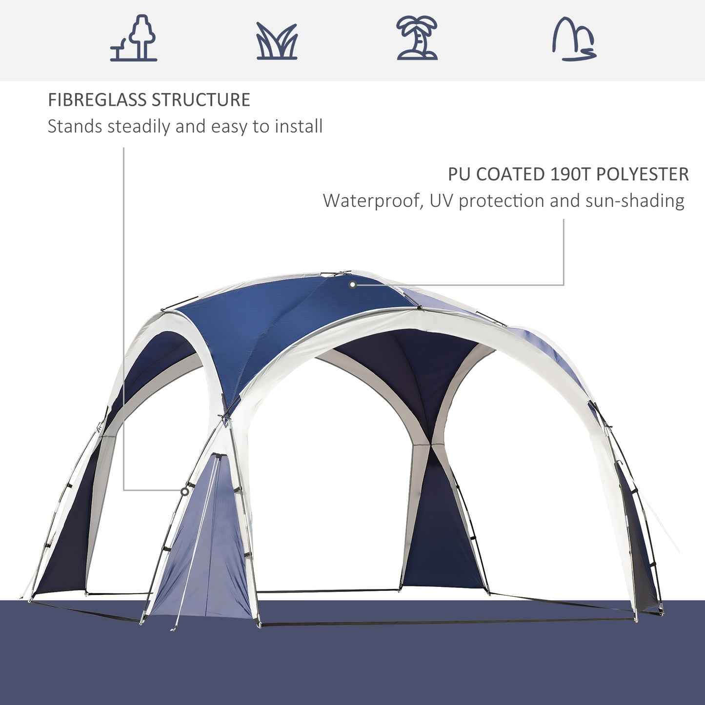 3.5 x 3.5M Camping Gazebo, Outdoor Event Shelter Dome Tent Garden Sun Shelter Patio Spire Arc Pavilion Camp Sun Shade Tent fo