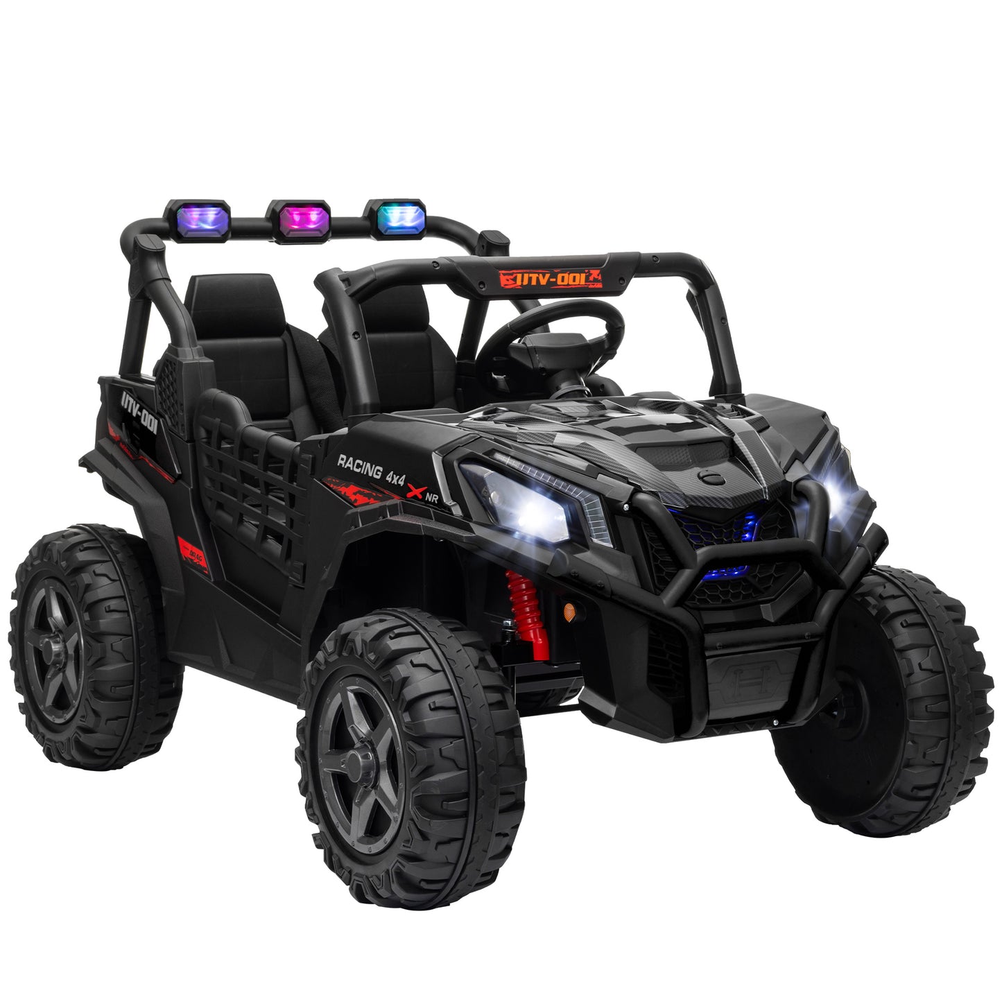 24V 2 Seater Kids Electric Car with Remote Control, Suspension System, Slow Start, 3 Speeds, for 3-8 Years, Black