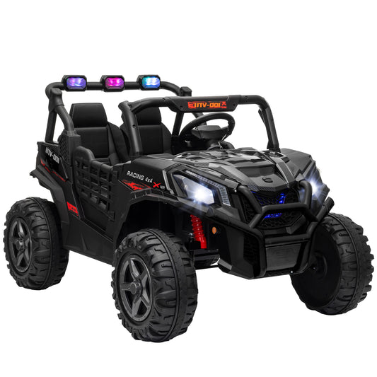 24V 2 Seater Kids Electric Car with Remote Control, Suspension System, Slow Start, 3 Speeds, for 3-8 Years, Black