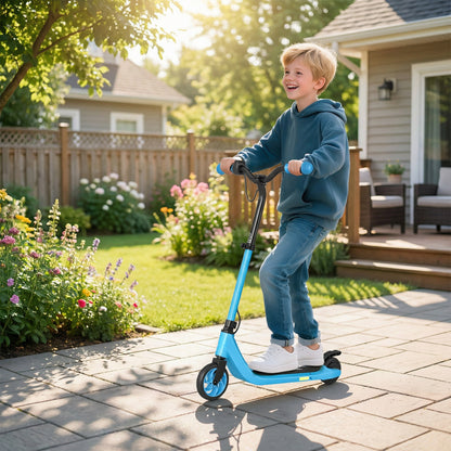Electric Scooter for Kids 6+, Foldable E Scooter, Up to 8 KM/H, Maximum Range 6 KM, Adjustable Height, Blue