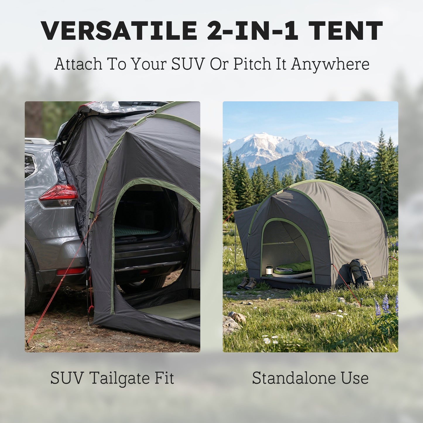 Car Tent with 2.35m Stand-Up Height, 3000mm Waterproof Tailgate Tent with Mesh Windows for Family Camping Travelling