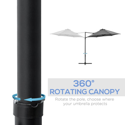 2.5M Garden Cantilever Parasol, Offset Roma Patio Umbrella Hanging Sun Shade Canopy Shelter