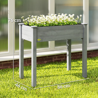 Raised Bed for Garden, Wooden Elevated Planter Box with Bed Liner, for Flower Vegetable Herb, Dark Grey