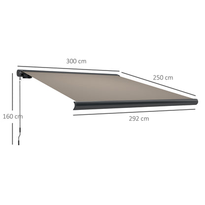 3 x 2.5 m Electric Awning with Remote Controller, Aluminium Frame DIY Retractable Awning