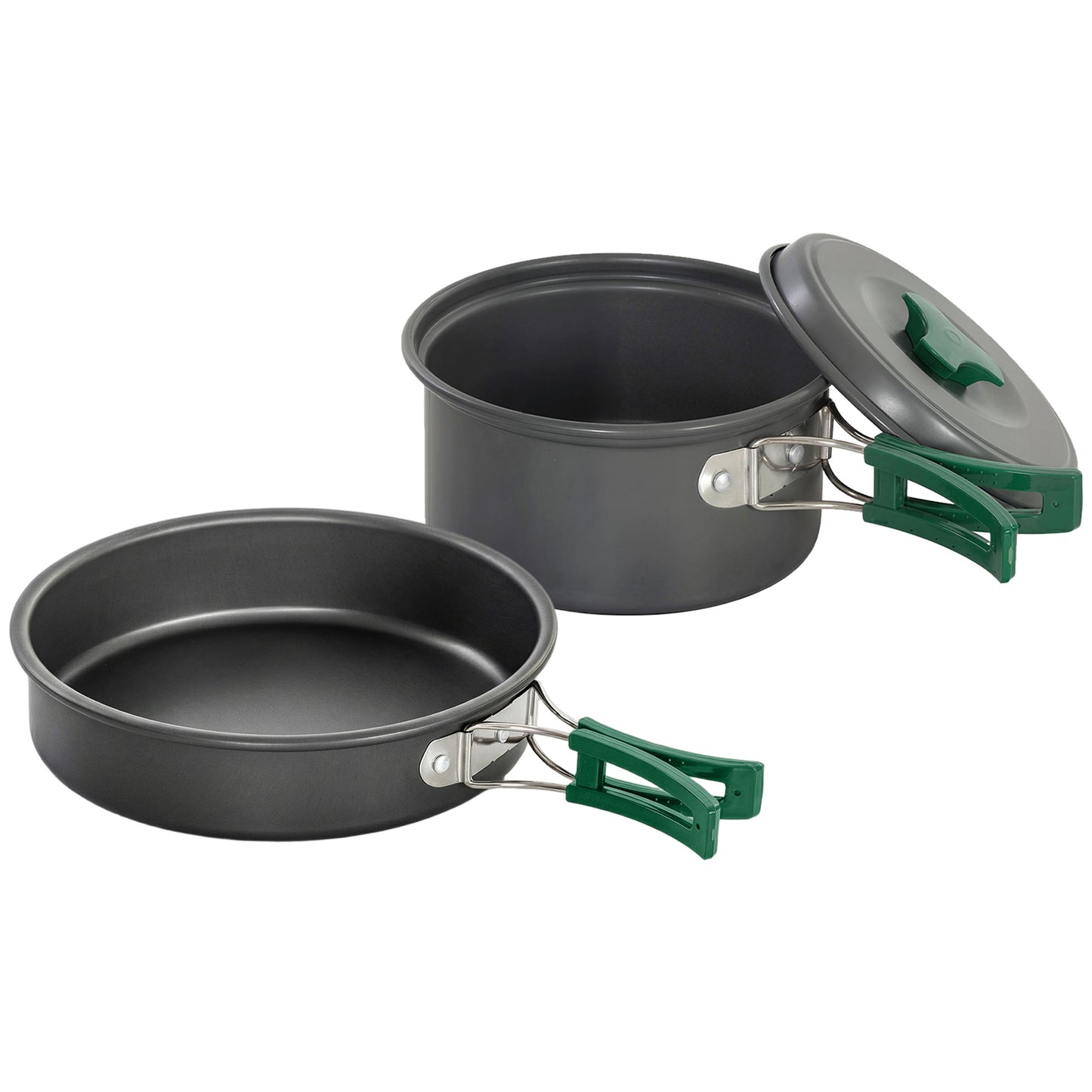 Camping Cookware Set, 8-Piece Ultralight Camping Cooking Kit with Anti-Scald Handles, Grey