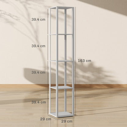 RGB LED Floor Lamp with Shelves, Modern Dimmable Standing Lamp with Remote Control