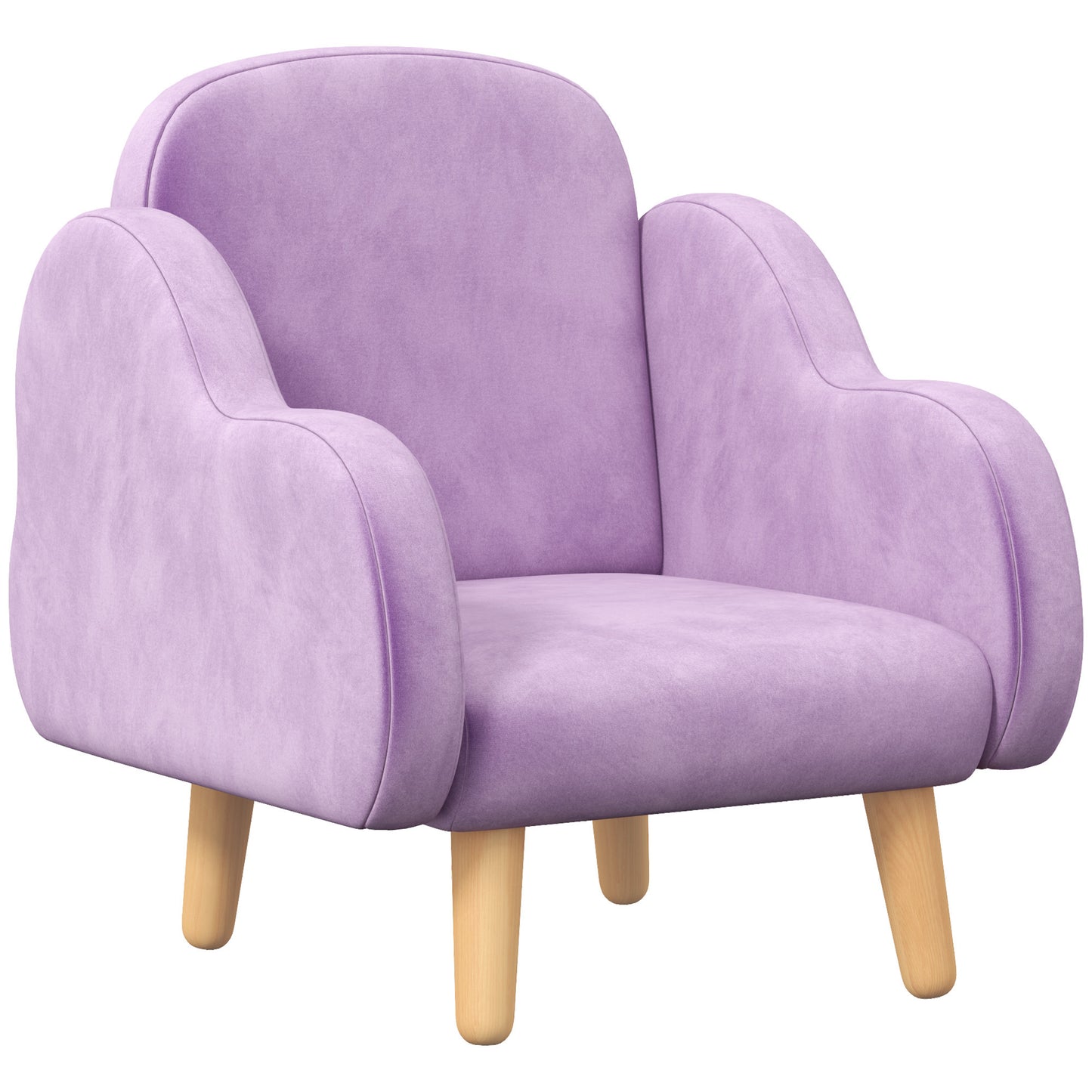 ZONEKIZ Kids Armchair Toddler Sofa Children Chair with Arm Rest, Wooden Frame, Velvet, PP Legs, Cloud Shape