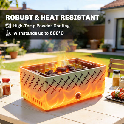 Portable Charcoal BBQ Grill, Battery Powered Barbecue Grill with Built-in Fan for Camping Picnic, Light Green