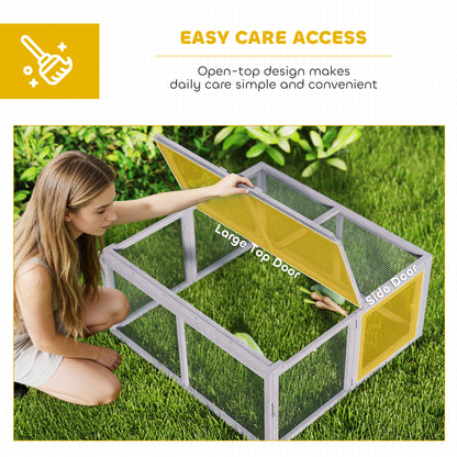 Rabbit Hutch Outdoor, Foldable Guinea Pig House with Openable Top, for 3 Bunnies, Ducks, Chickens, 110 x 105 x 50 cm