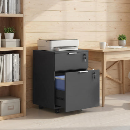 Two-Drawer Lockable Filing Cabinet - Black